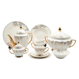 Johnson Bros White and Gold Floral Dinner Set 65 Pieces at Zubaidas Homestore 