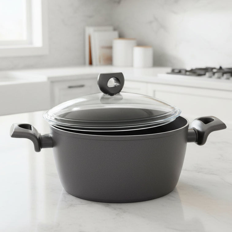 Korkmaz Nora Non Stick Ceramic Pot 24cm with Glass Lid at Zubaidas Homestore