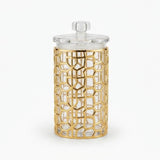 Large Round Brick Pattern Acrylic Jar With Gold Trim at Zubaidas Homestore