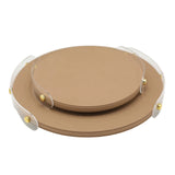 Leather Organizer Round Tray with Acrylic Handle 2 Pieces Set at Zubaidas Homestore Pakistan