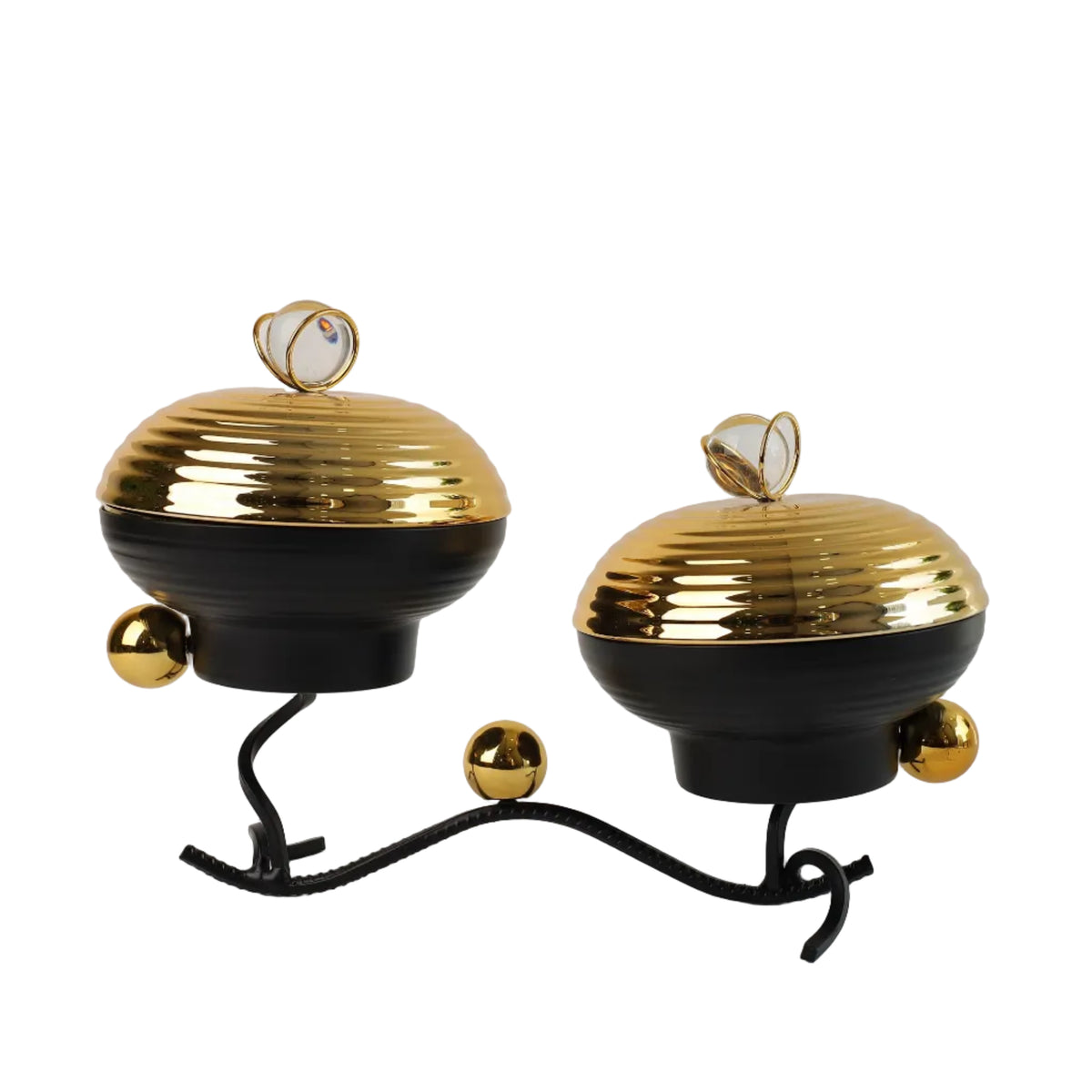 Luxury Black and Gold Twin Container Decor Set at Zubaidas Homestore Pakistan