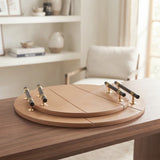 Luxury Faux Leather Round Serving Tray 2 Pieces Set at Zubaidas Homestore