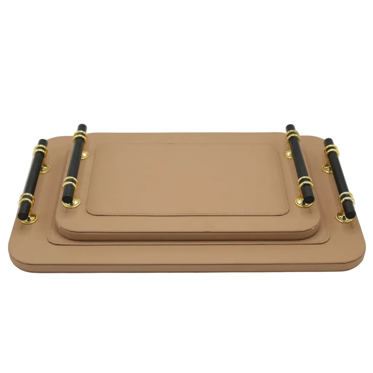 Luxury Faux Leather Serving Tray with Black Handle 2 Pieces Set at Zubaidas Homestore Pakistan