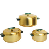 Luxury Gold Finish 3 Piece Hot Pot Set With Green Marble Handles at Zubaidas No#1 Homestore in Pakistan
