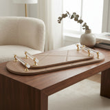 Luxury Leather Oval Serving Tray with Acrylic Handles 2 Pieces Set at Zubaidas Homestore 