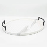 Marble Pattern Oval Serving Tray 2 Pieces Set White at Zubaidas Homestore Pakistan