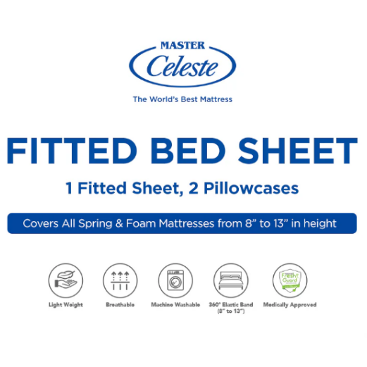 Master Celeste Fitted Bed Sheet (3 Pieces) at Zubaidas Homestore Pakistan