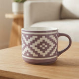 Mauve Geometric Ceramic Mug With White Pattern 400ml at Zubaidas Homestore 