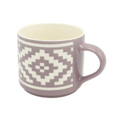 Mauve Geometric Ceramic Mug With White Pattern 400ml at Zubaidas Homestore Pakistan
