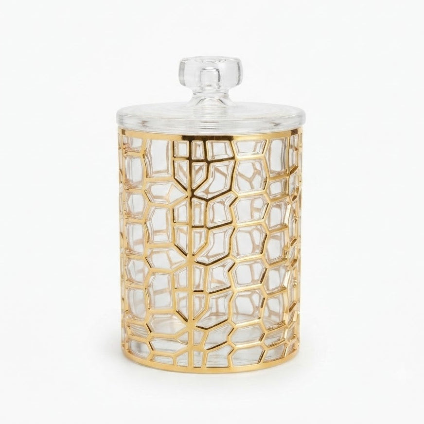 Medium Round Brick Pattern Acrylic Jar With Gold Trim at Zubaidas Homestore Beast for Home Shopping
