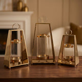 Metal Candle Lantern 3 Pieces Set Golden at Zubaidas Homestore