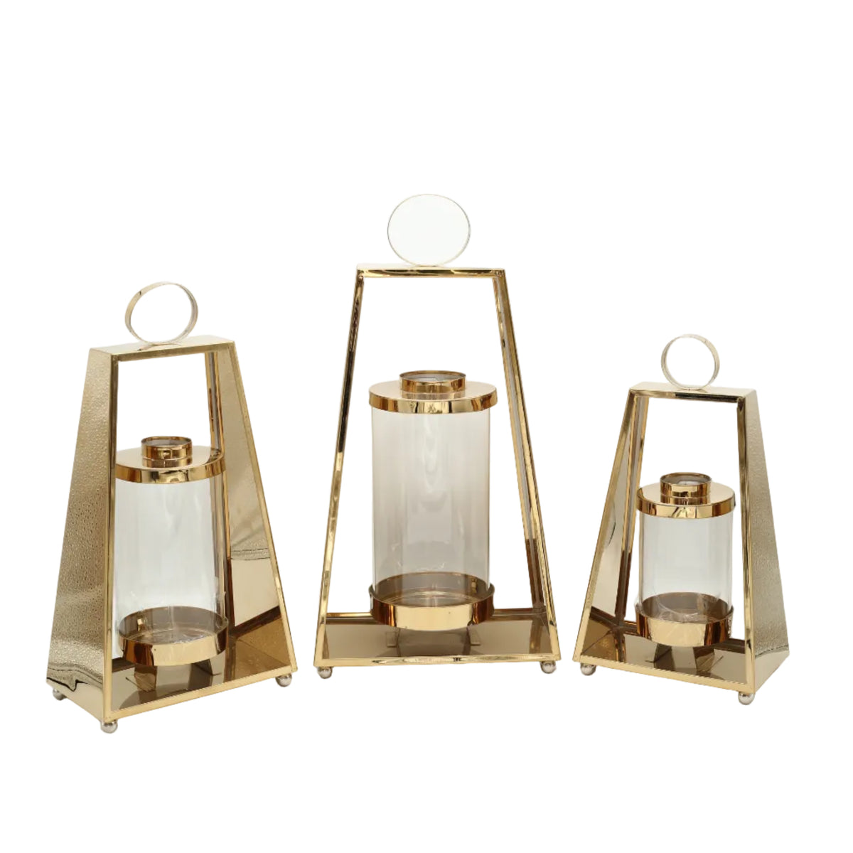 Metal Candle Lantern 3 Pieces Set Golden at Zubaidas Homestore Pakistan