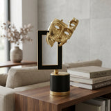 Metal Face Sculpture Desk Accent Golden at Zubaidas Homestore