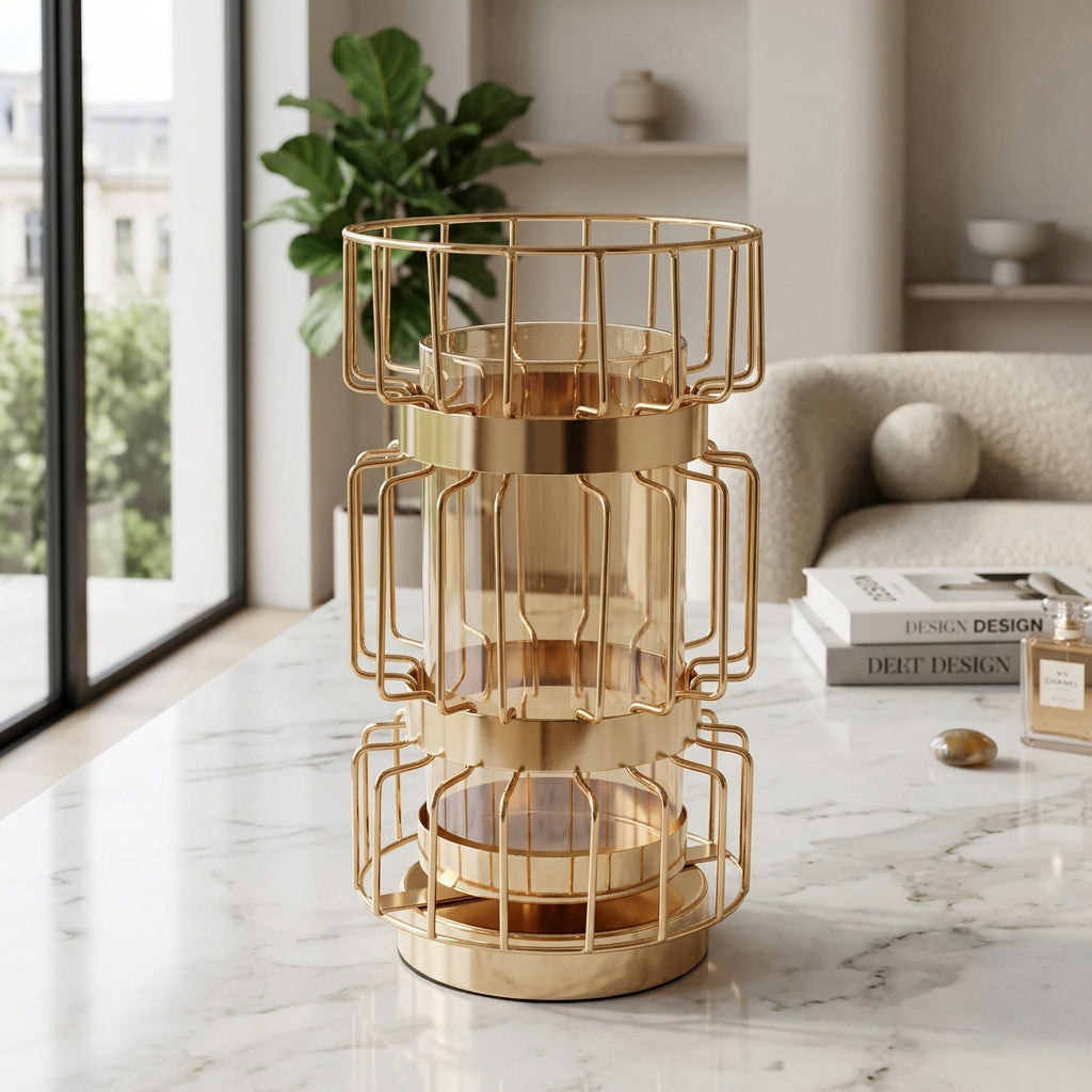 Metal Frame Decorative Vase Golden at Zubaidas Homestore