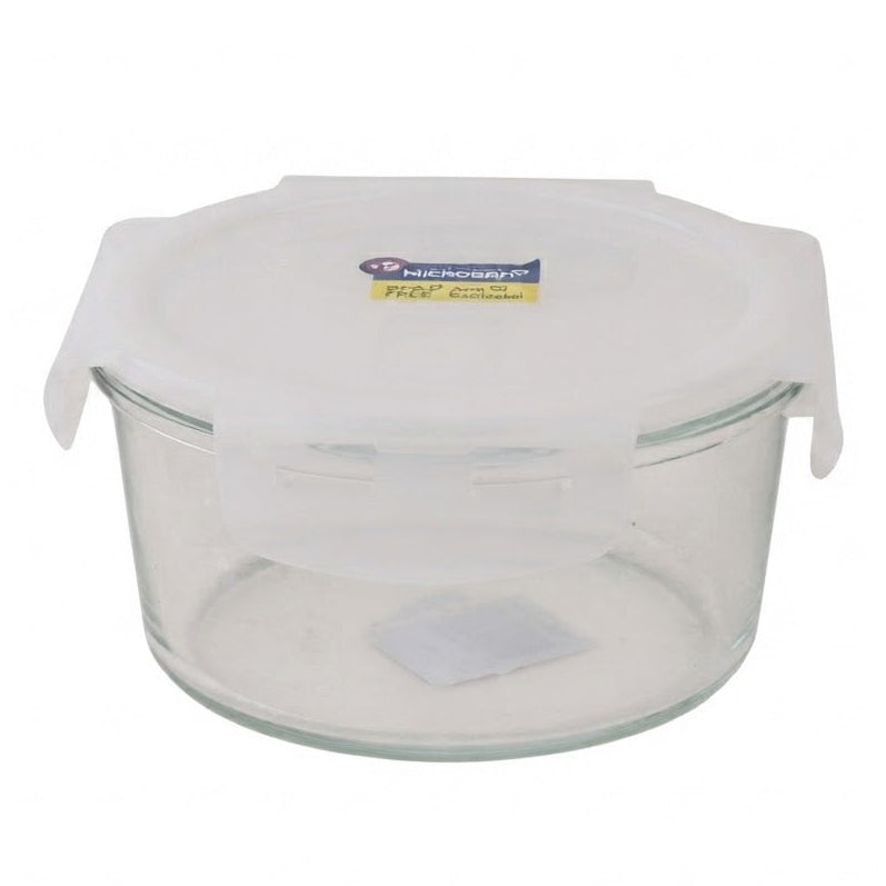 Micronware Super Lock Glass Round Food Storage Container 800ml at Zubaidas Homestore Pakistan