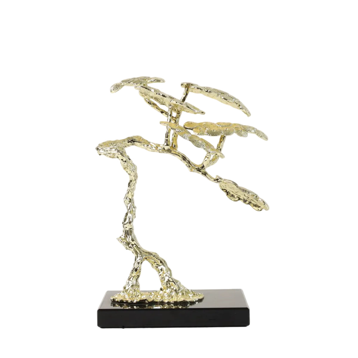 Miniature Golden Metal Bonsai Tree Sculpture Mounted at Zubaidas Homestore Pakistan