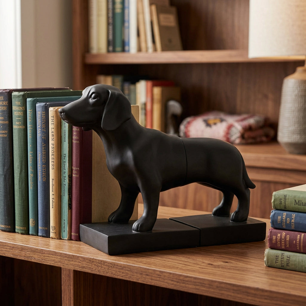 Minimalist Black Dachshund Dog Bookend at Zubaidas Homestore