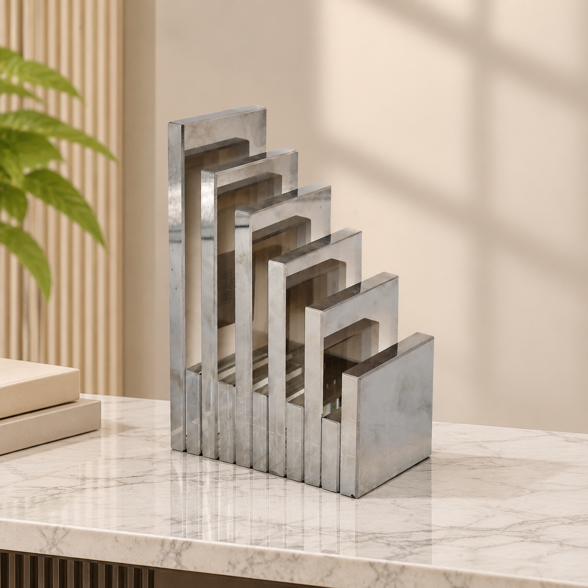 Minimalist Bookend Sculpture Silver at Zubaidas Homestore