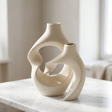 Minimalist Wave Curve Double Decorative Vase at Zubaidas Homestore