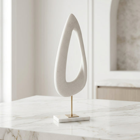 Modern Abstract Polystone Sculpture with Marble Base at Zubaidas Homestore
