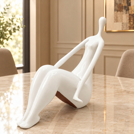 Modern Abstract White Ceramic Female Figurine at Zubaidas Homestore