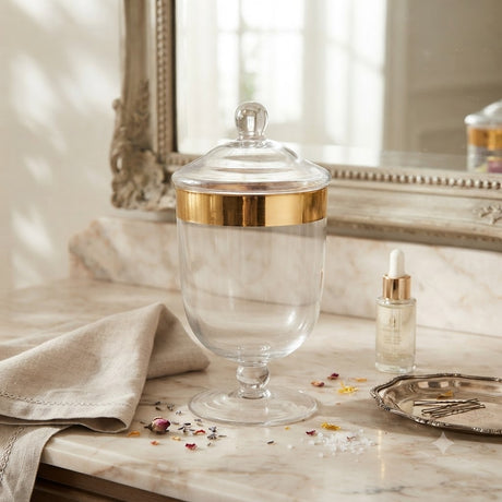Modern Acrylic Footed Jar With Gold Rim Detail at Zubaidas Homestore Pakistan