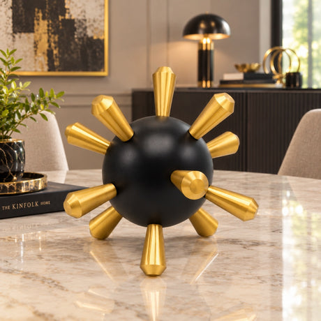 Modern Black and Gold Starburst Table Accent Sphere Decor at Zubaidas Homestore