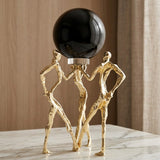 Modern Black Sphere Decor with Metallic Human Stand at Zubaidas Homestore