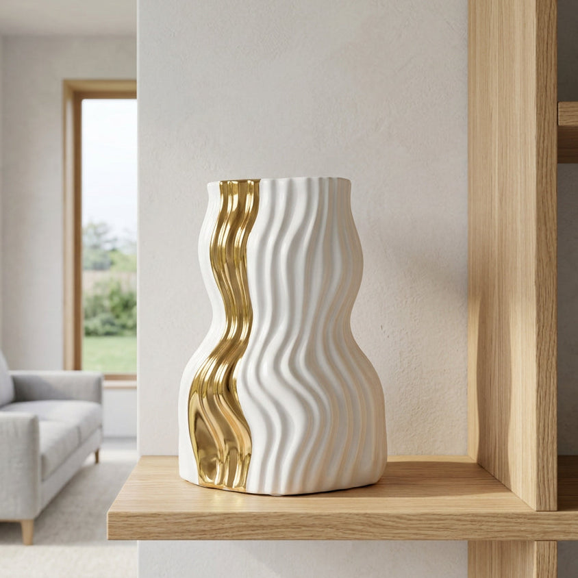 Modern Ceramic Wavy Accent Vase at Zubaidas Homestore