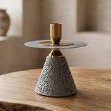 Modern Conical Textured Metal Candle Stand Grey at Zubaidas Homestore