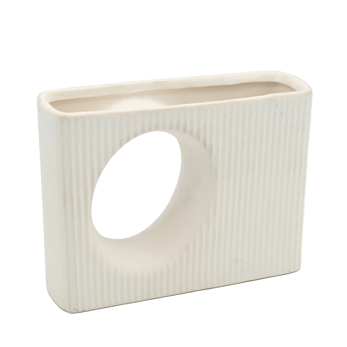 Modern Fluted Oval Porcelain Vase at Zubaidas Homestore Pakistan