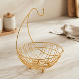 Modern Golden Wire Fruit Basket with Banana Hanger at Zubaidas Homestore