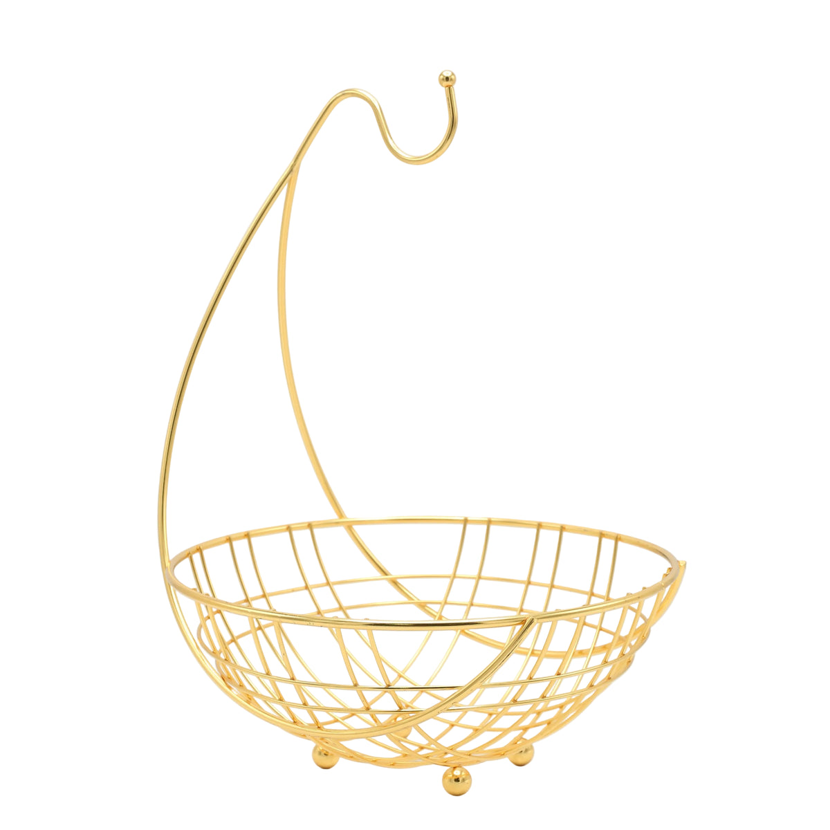 Modern Golden Wire Fruit Basket with Banana Hanger at Zubaidas Homestore - The Largest Collection of Decor In Pakistan