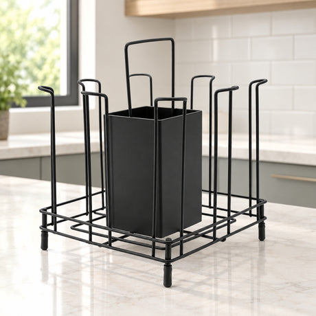 Modern Metal Mug Holder and Organizer Stand Black at Zubaidas Homestore 