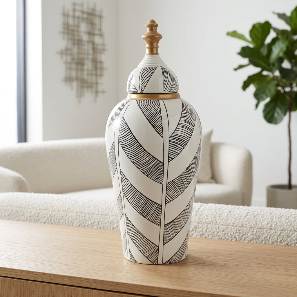 Modern Pattern Ceramic Candy Jar at Zubaidas Homestore