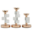 Modern Rose Gold Metal Candle Holder 3 Pieces Set at Zubaidas Homestore Pakistan