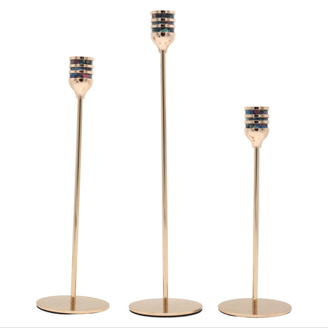 Modern Rose Gold Taper Candle Holder 3 Pieces Set at Zubaidas Homestore Pakistan