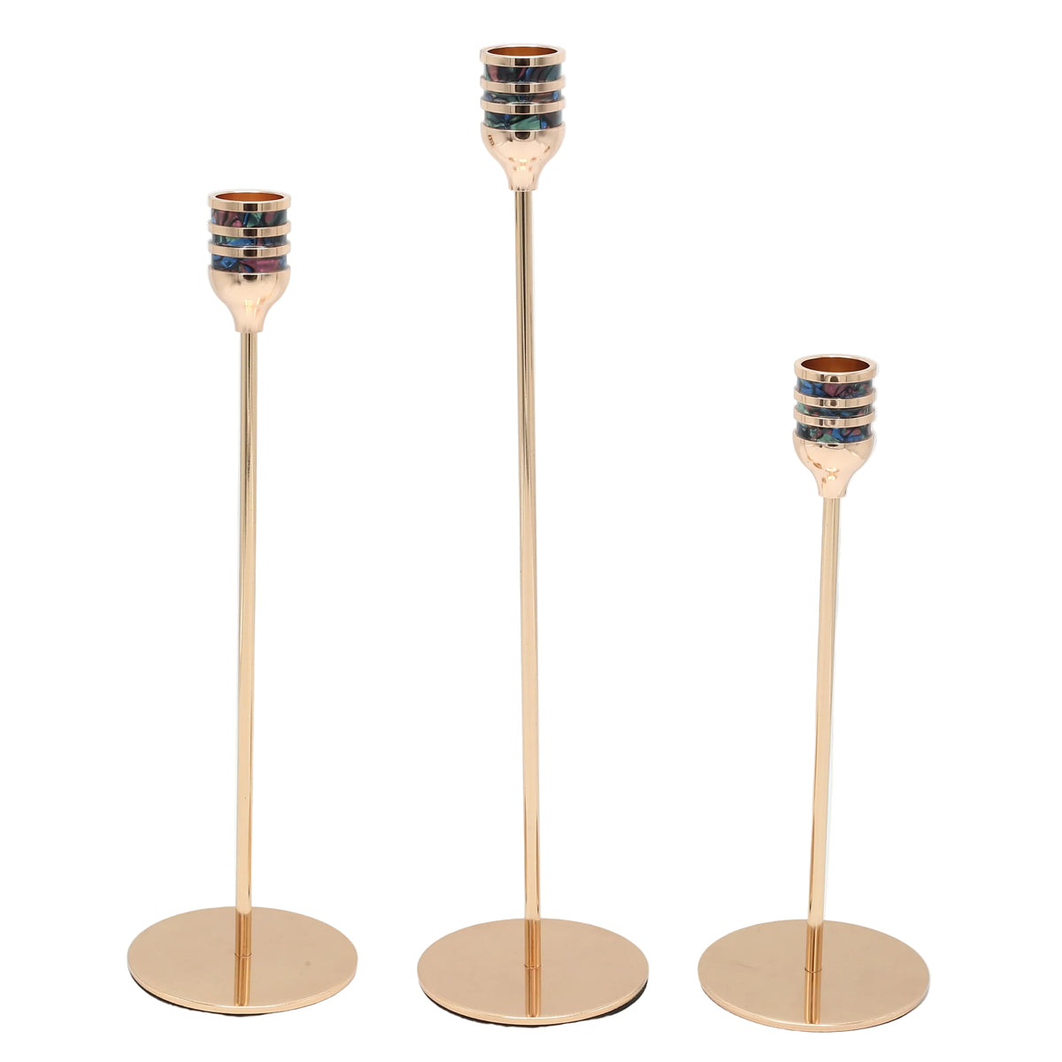 Modern Rose Gold Taper Candle Holder 3 Pieces Set at Zubaidas Homestore - The Largest Collection of Decor In Pakistan