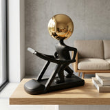 Modern Runner Figures Treadmill with Golden Sphere Head at Zubaidas Homestore