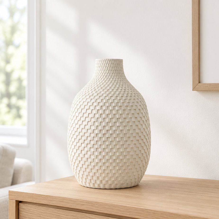 Modern Scandi Style Textured Decorative Vase at Zubaidas Homestore