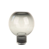 Modern Smoke-Grey Spherical Glass Vase on Wooden Base at Zubaidas Homestore Pakistan