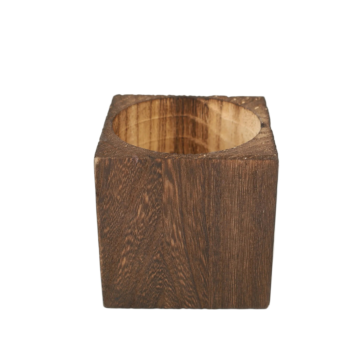 Modern Smoke-Grey Spherical Glass Vase on Wooden Base at Zubaidas Homestore - The Largest Collection of Decor in Pakistan