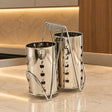 Modern Stainless Steel Double Cutlery Holder with Stand at Zubaidas Homestore 