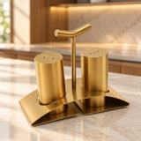 Modern Stainless Steel Salt and Pepper Shaker 3 Pieces Set Golden at Zubaidas Homestore