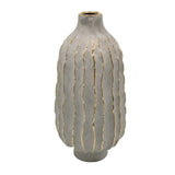 Modern Textured Gray Vase with Gold Trim at Zubaidas Homestore Pakistan