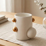 Modern White Ceramic Vase with Golden Beads at Zubaidas Homestore
