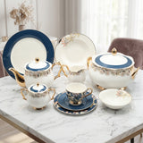 More & More Blue and Gold Dinner Set 65 Pieces at Zubaidas Homestore