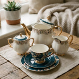 More & More Blue and Gold Floral Tea Set 24 Pieces at Zubaidas Homestore