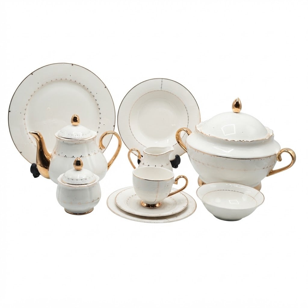 More & More Bone China Dinner Set 65 Pieces White at Zubaidas Homestore 