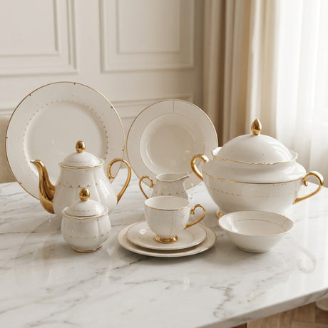 More &amp; More Bone China Dinner Set 65 Pieces White at Zubaidas Homestore